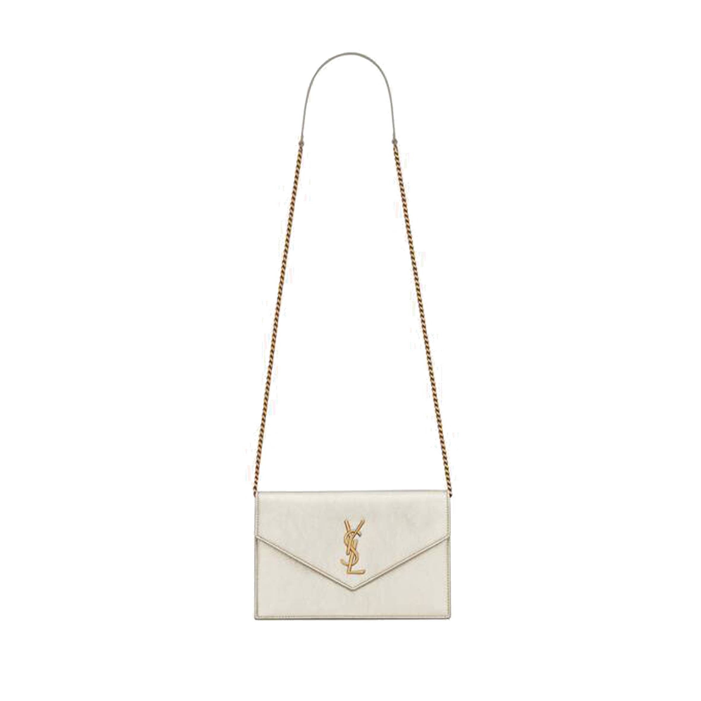 YSL CASSANDRE ENVELOPE CHAIN WALLET IN METALLIZED LEATHER 402031AAAGI7100 (19*12.5*3.5cm)