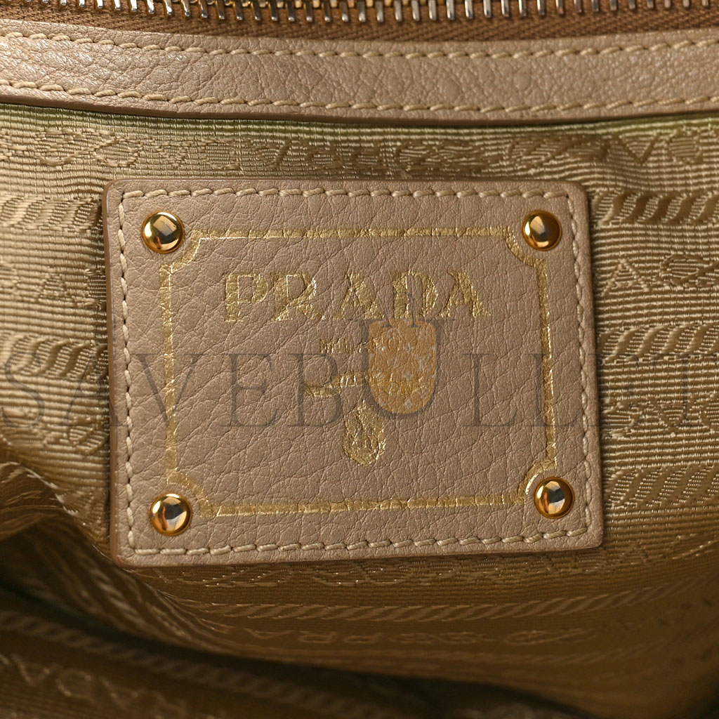 PRADA VITELLO DAINO SHOULDER BAG SABBIA (34*29*14cm)