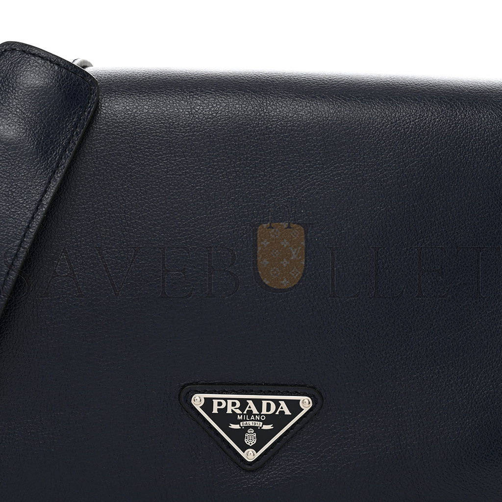 PRADA GLACE CALF SHOULDER BAG BALTICO (23*16*10cm)