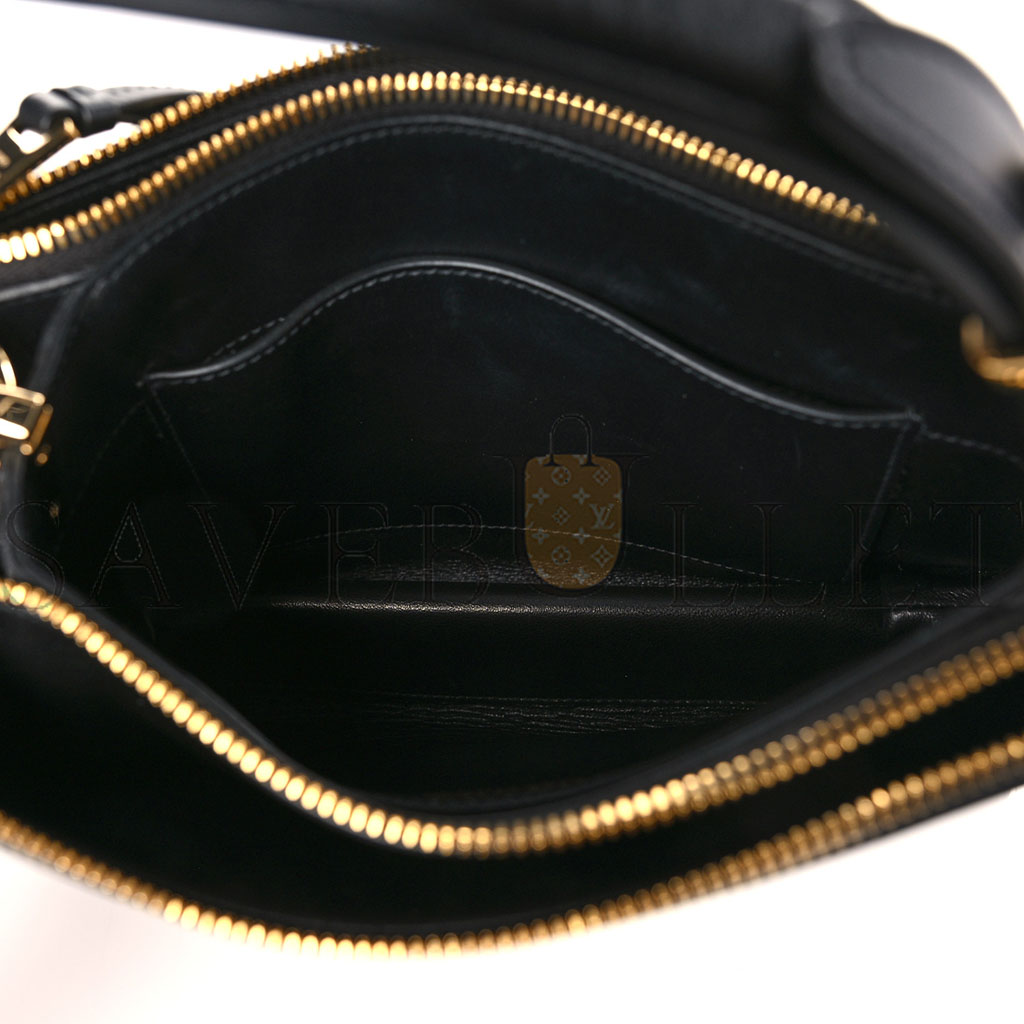 PRADA NEW CALFSKIN SMALL DEUX SHOULDER BAG BLACK (27*20*4cm)