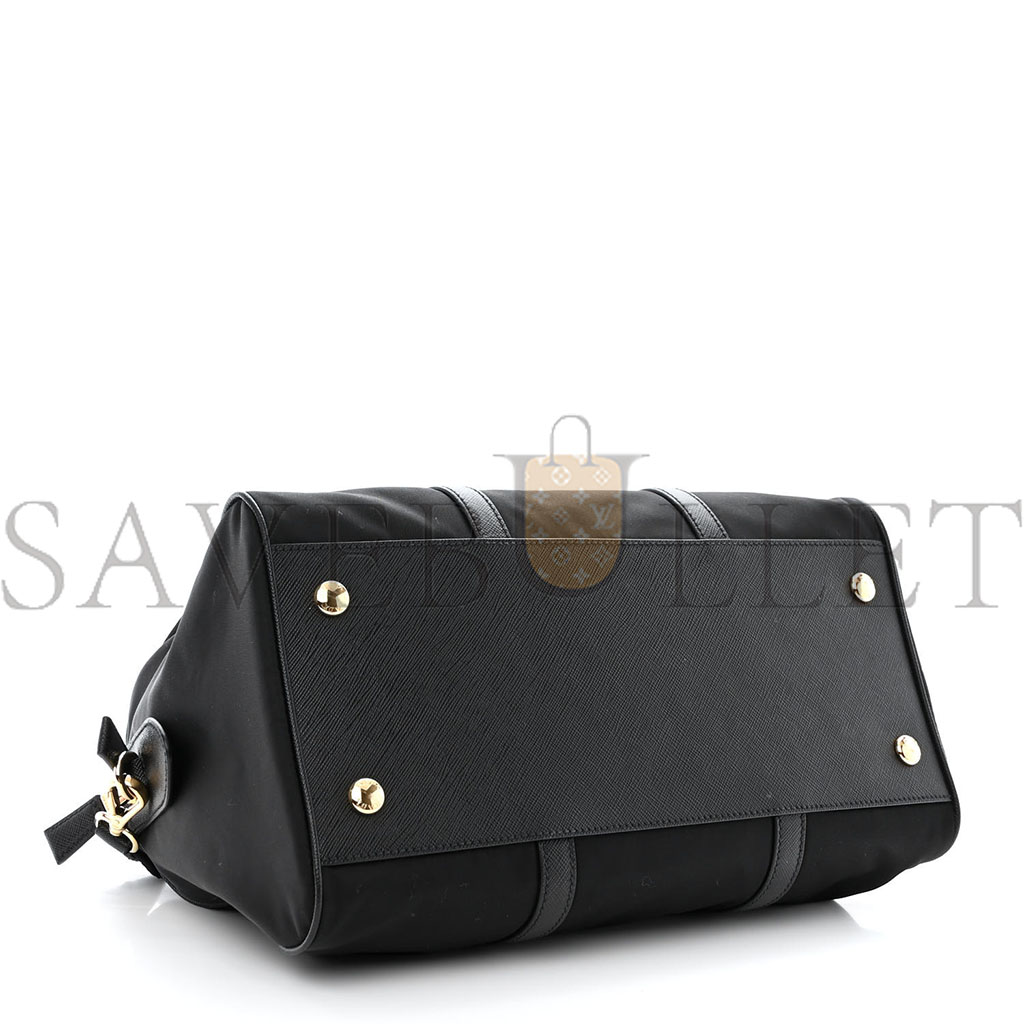 PRADA NYLON SAFFIANO RE-EDITION 1978 MEDIUM TOP HANDLE BAG BLACK (31*17*15cm)