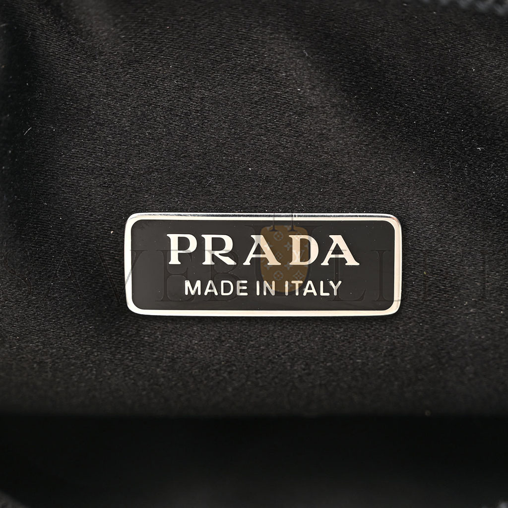 PRADA SATIN CRYSTAL MINI RE-EDITION 2000 BAG BLACK (22*17*6cm)