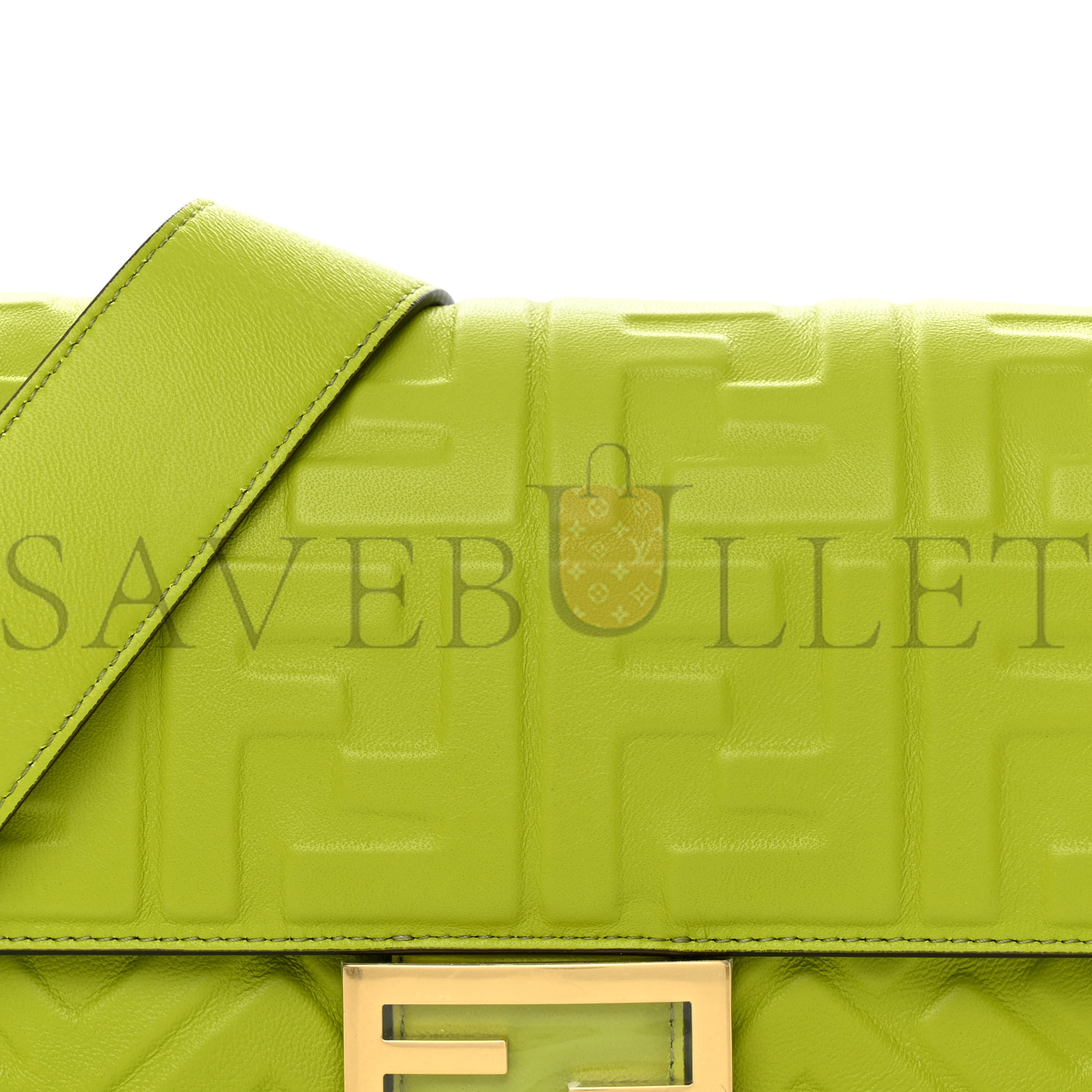 FENDI NAPPA FF 1974 EMBOSSED BAGUETTE WASABI (26*15*5cm)