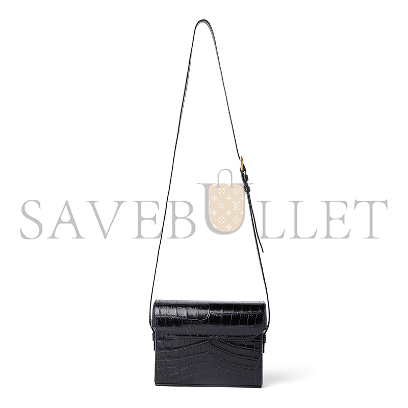 YSL JUNE BOX BAG IN CROCODILE-EMBOSSED LEATHER 728606AAAOH1000 (19*15*8cm)
