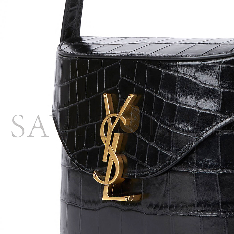YSL JUNE BOX BAG IN CROCODILE-EMBOSSED LEATHER 728606AAAOH1000 (19*15*8cm)