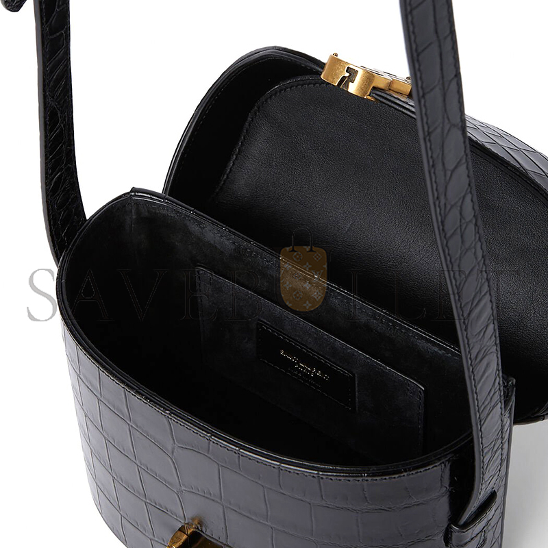 YSL JUNE BOX BAG IN CROCODILE-EMBOSSED LEATHER 728606AAAOH1000 (19*15*8cm)