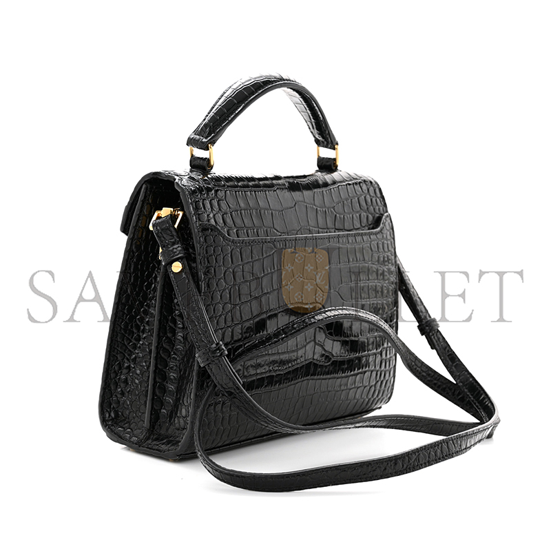 YSL CASSANDRA MINI TOP HANDLE BAG IN CROCODILE-EMBOSSED SHINY LEATHER 623930DND0J1000 (20*16*7.5cm)