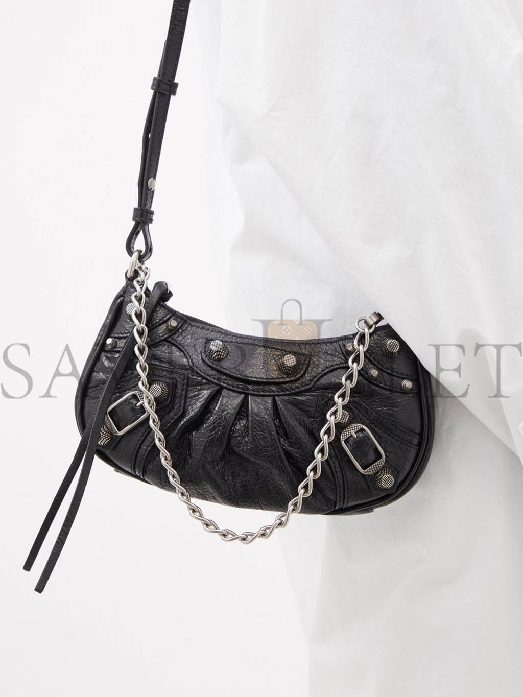 BALENCIAGA BLACK CAGOLE MINI LEATHER SHOULDER BAG MATCHESFASHION US (20*10*3.8cm)