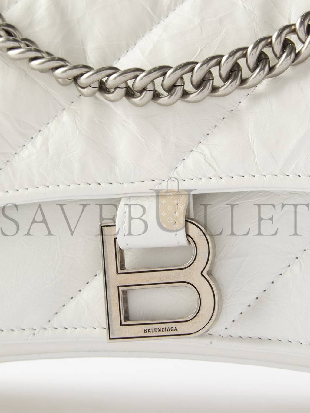 BALENCIAGA WHITE CRUSH S QUILTED CREASED-LEATHER SHOULDER BAG MATCHESFASHION US (25*14.9*10cm)