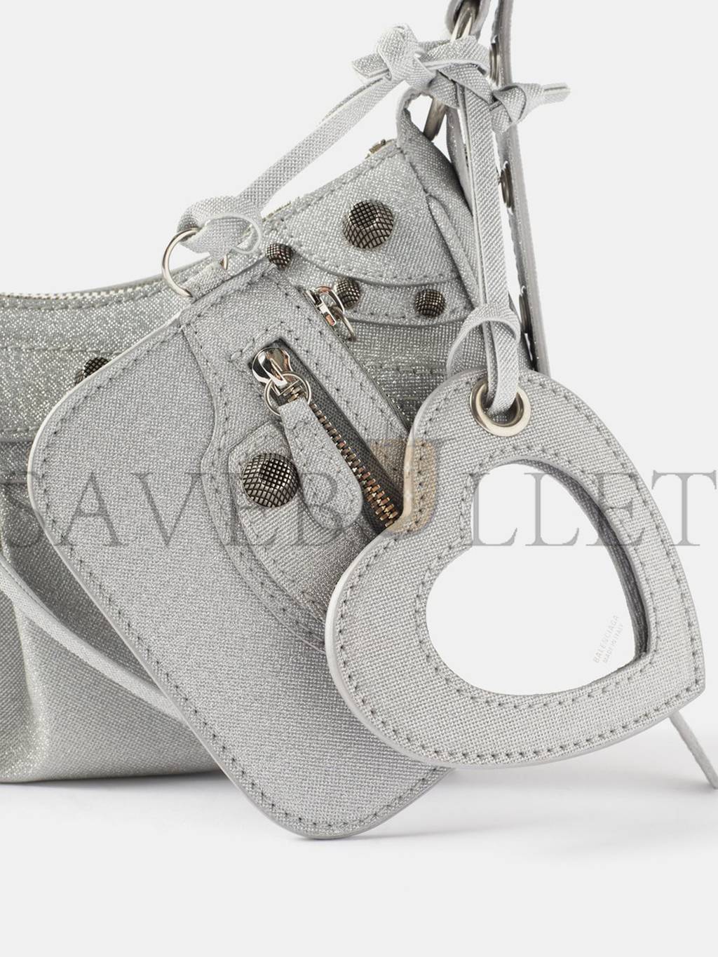 BALENCIAGA SILVER LE CAGOLE XS METALLIC-CANVAS SHOULDER BAG MATCHESFASHION US (25.4*12.7*7.3cm)