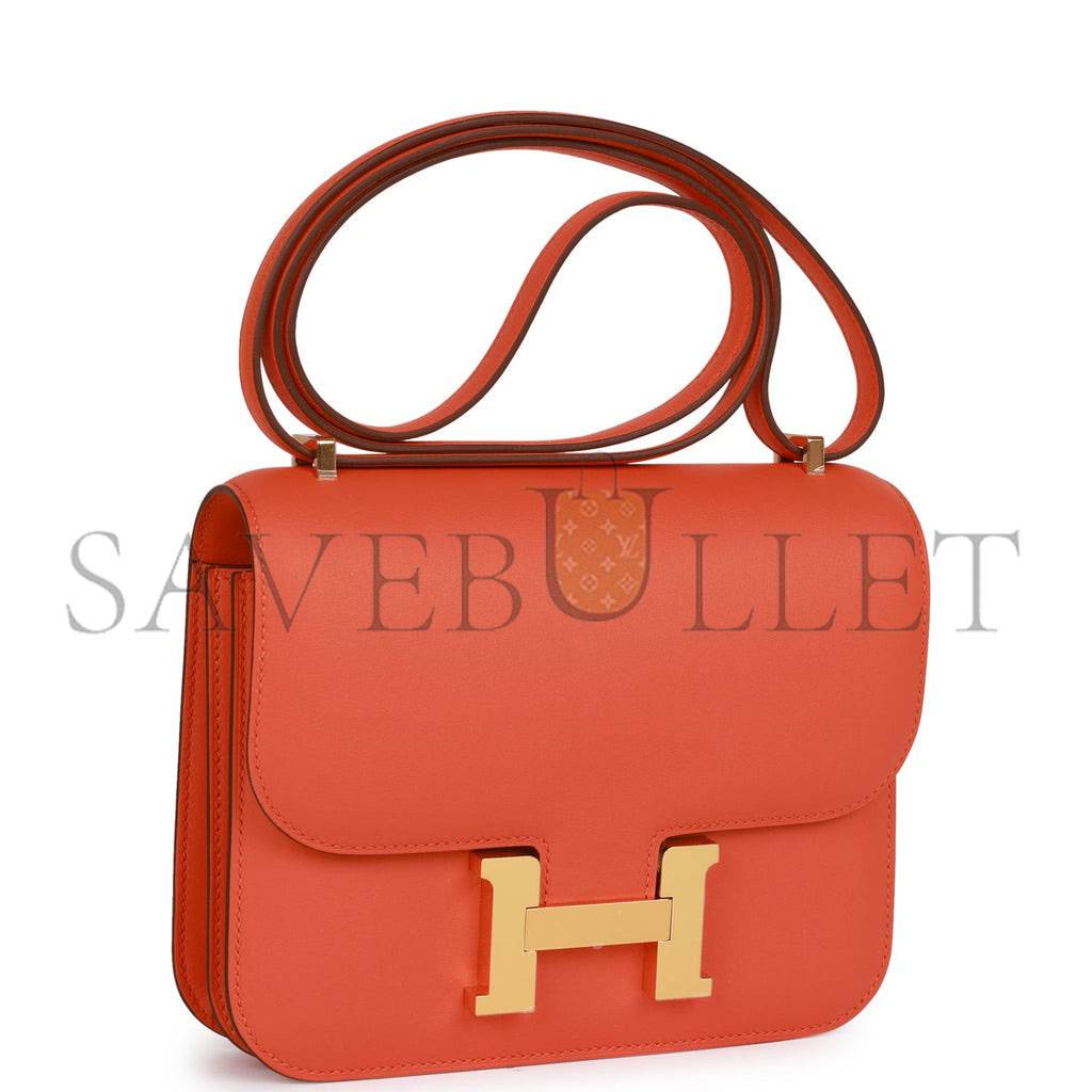 HERMES CONSTANCE 18 ORANGE SWIFT GOLD HARDWARE 39867983593566 (18cm)