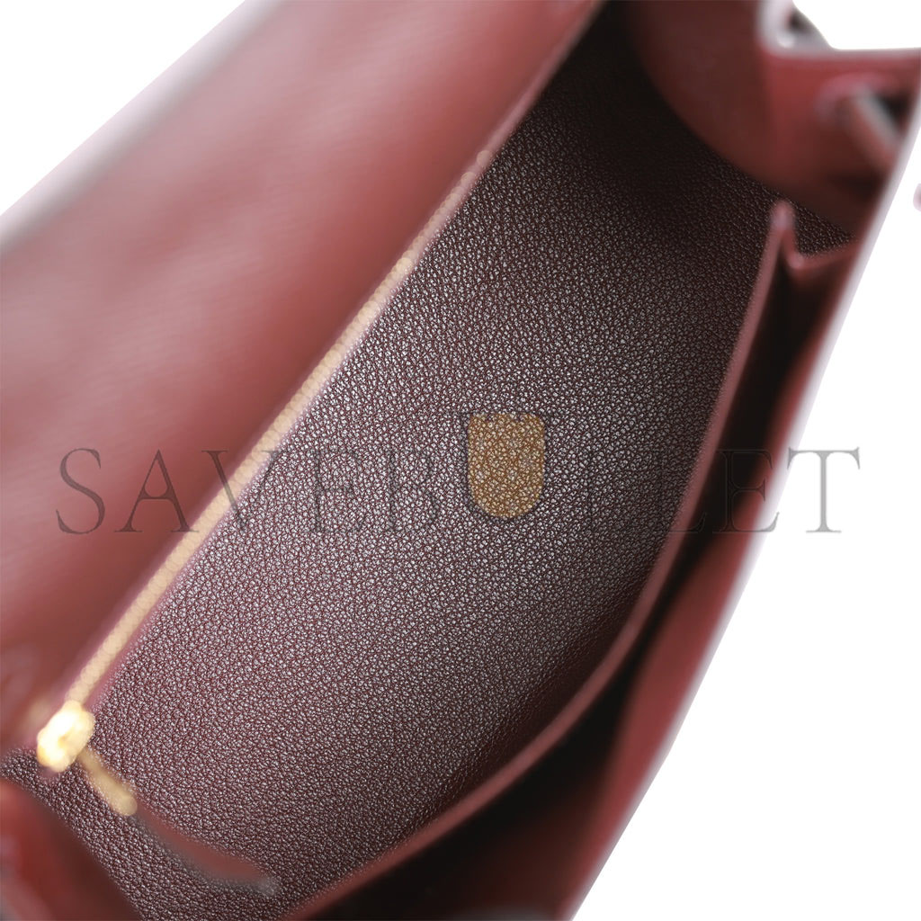 HERMES KELLY SELLIER 25 ROUGE SELLIER EPSOM GOLD HARDWARE HANDMADE  (25*17*7cm)