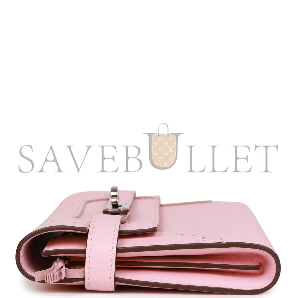 HERMES GHILLIES KELLY WALLET ROSE SAKURA SWIFT PALLADIUM HARDWARE (20cm)