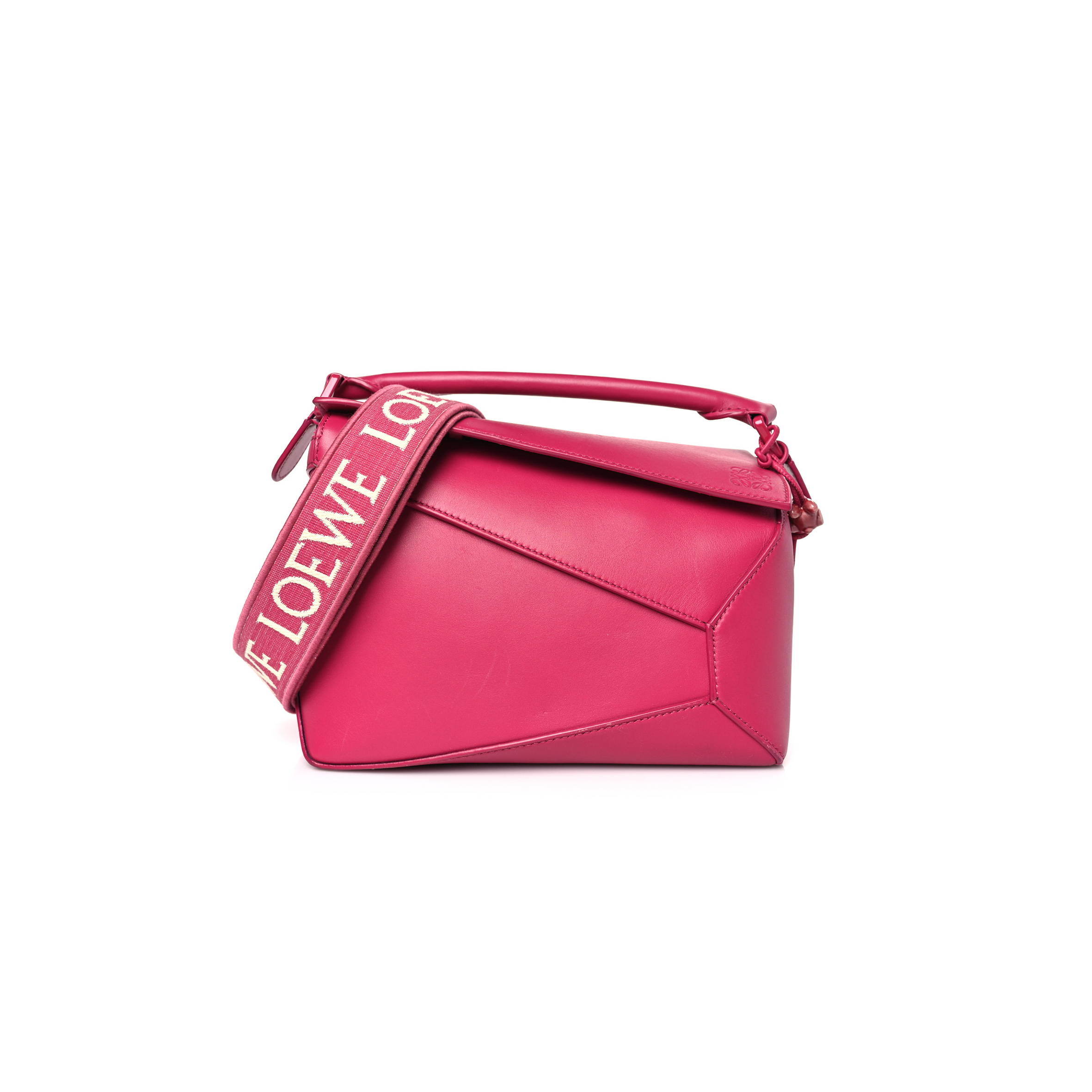 LOEWE SATIN CALFSKIN MONOCHROME SMALL PUZZLE EDGE BAG RUBY RED GLAZE (24*16.5*10.5cm)