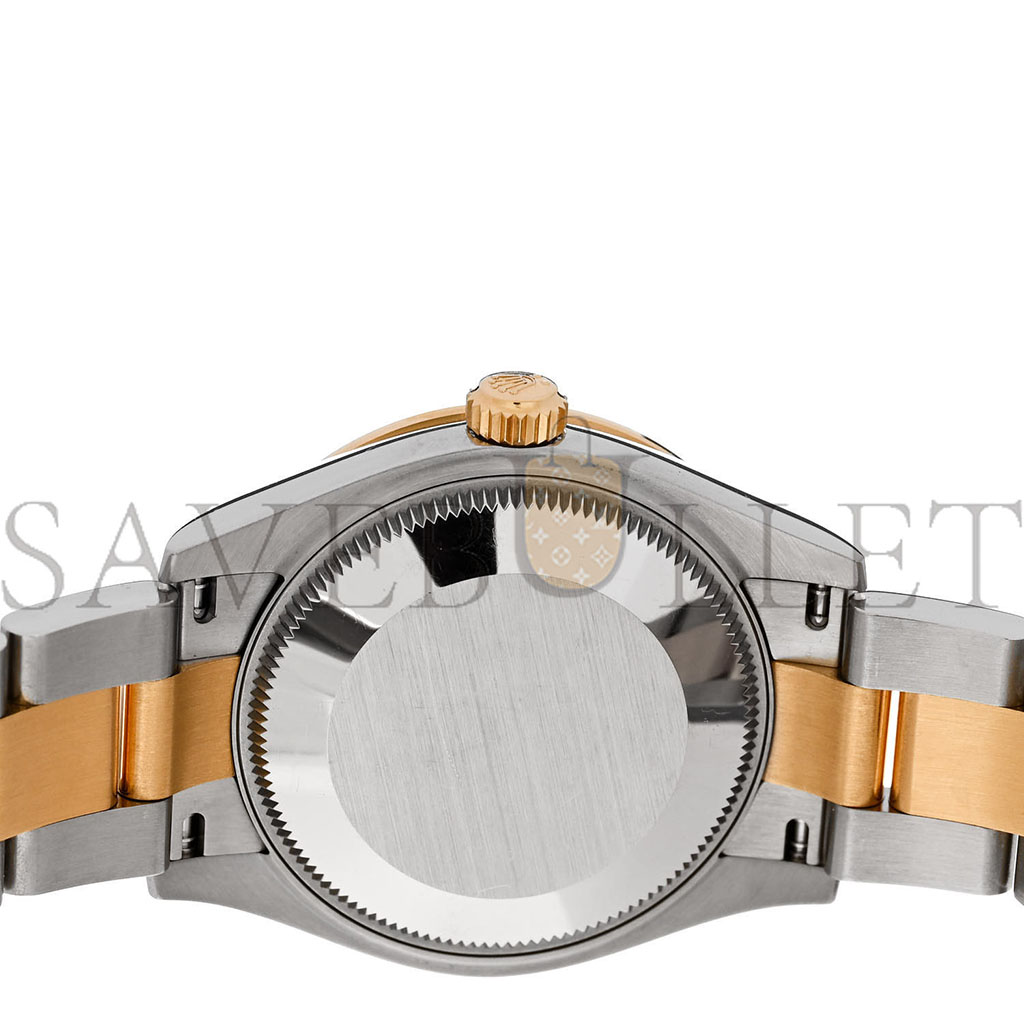 ROLEX STAINLESS STEEL 18K YELLOW GOLD DIAMOND BLACK MOTHER OF PEARL 31MM OYSTER PERPETUAL DATEJUST WATCH 278383RBR