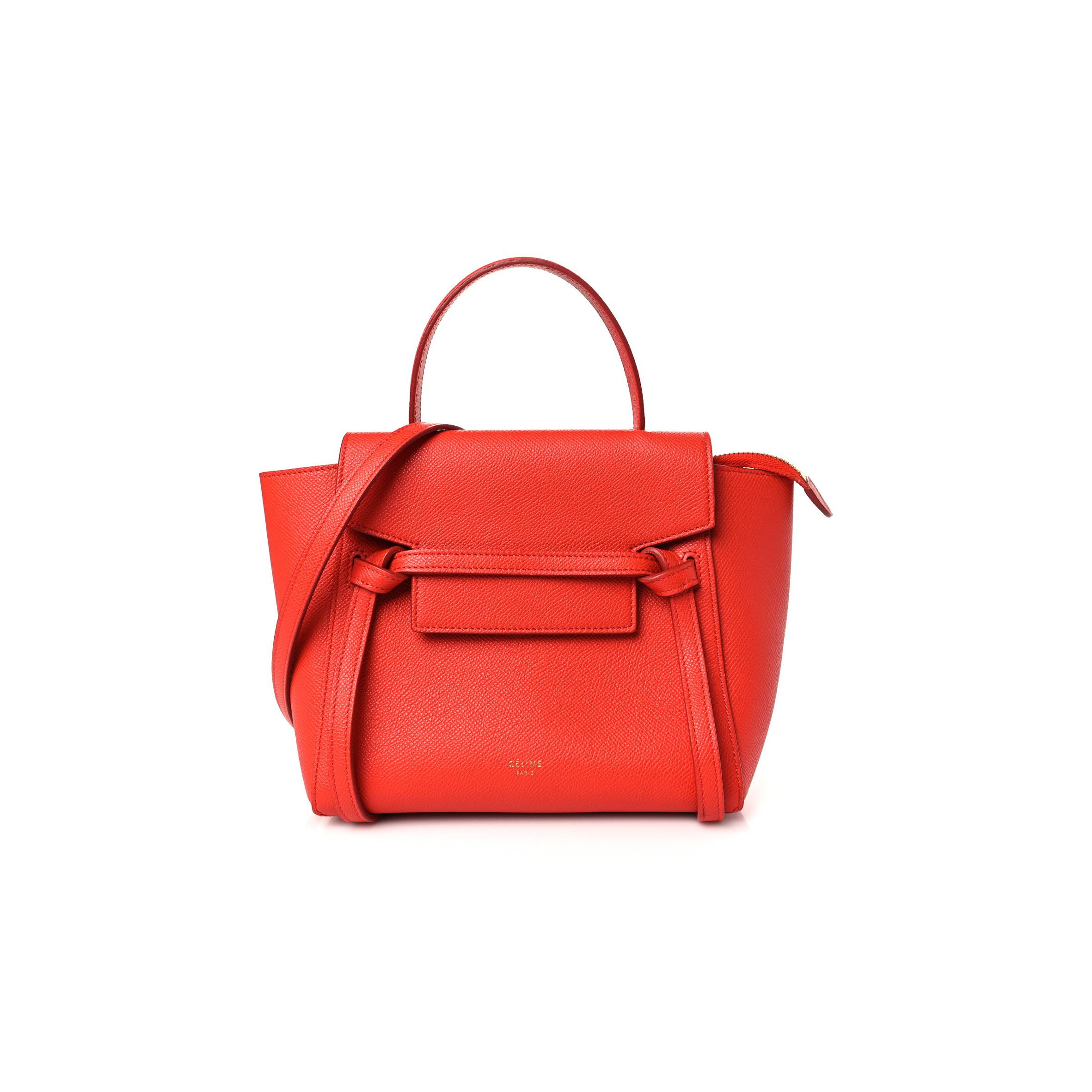 CELINE GRAINED CALFSKIN NANO BELT BAG CARNELIAN (20*20*12cm)