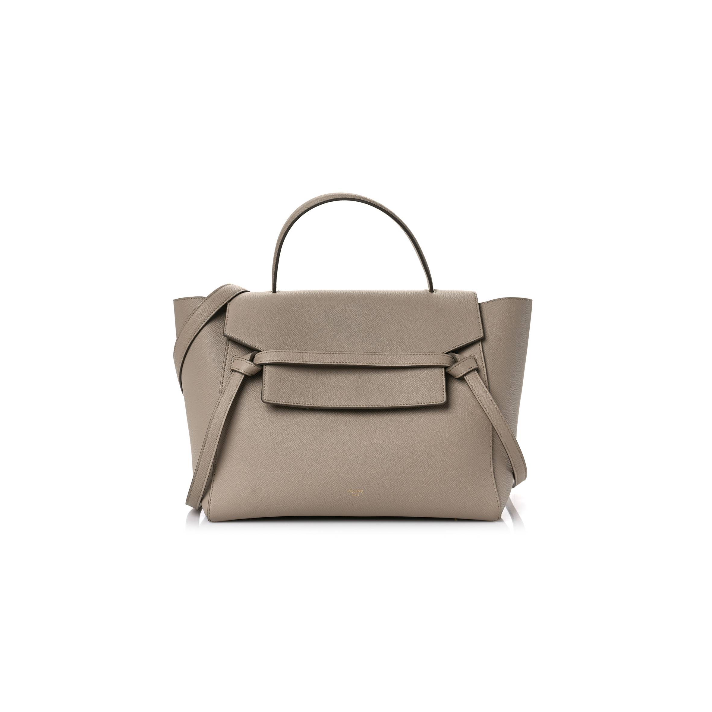 CELINE GRAINED CALFSKIN MINI BELT BAG LIGHT TAUPE (27*23*17cm)