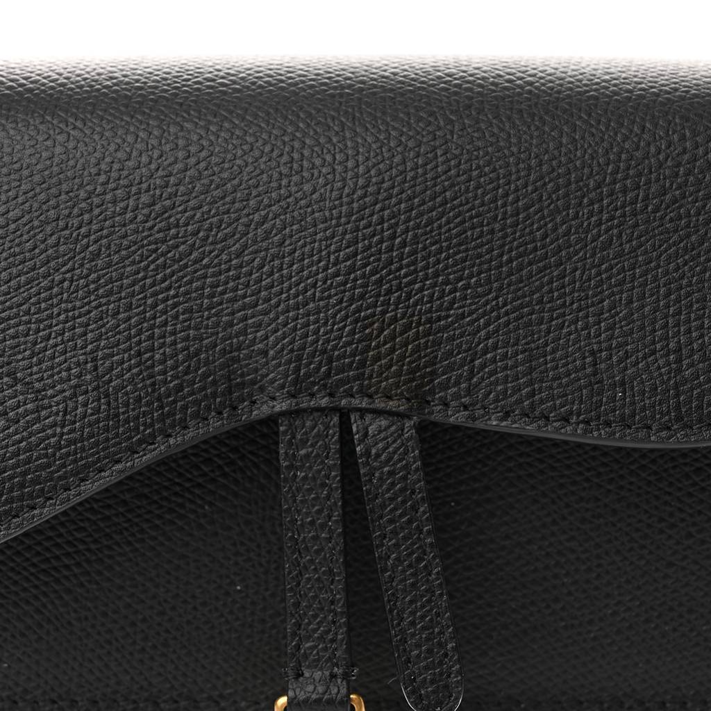 DIOR GRAINED CALFSKIN SADDLE BELT BAG BLACK (17*10*3.2cm)