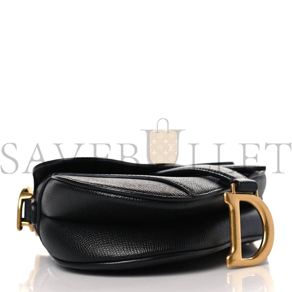 DIOR GRAINED CALFSKIN MINI SADDLE BAG BLACK (18*16*5.7cm)